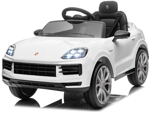 LALAHO Kinder Elektroauto 12V Kinderauto Elektrisch 2,4G-Fernbedienung, Elektrofahrzeuge 2-türig mit MP3, Musik, Hupe, LED-Leuchten (Weiß)