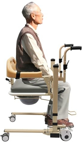 Fauteuil roulant hydraulique - 200 kg - Stable et sûr - Pliable à 180° - Avec table et insert de toilette - Réglable en hauteur - Pliable - Pour maison, maison de soins infirmiers, hôpitaux