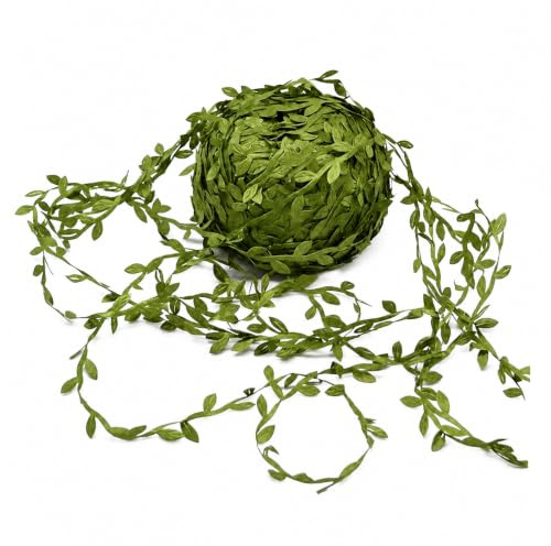 20 M Cinta de Hojas verde,Cinta para Envolver Regalos,HMCEY Cintas Manualidades Decorativas,Cintas Boda,Guirnalda de Hojas Artificiales para Vestidos, Cumpleaños, Lazo, Globos, Ramo, Fiestas