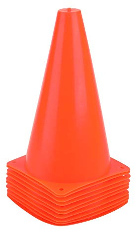 Fragraim 9 Inch Plastic Training Traffic Cones, Sport Cones, Agility Field Marker Cones for Soccer Basketball Football Drills Training, Outdoor Activity or Events - Set of 10, Orange