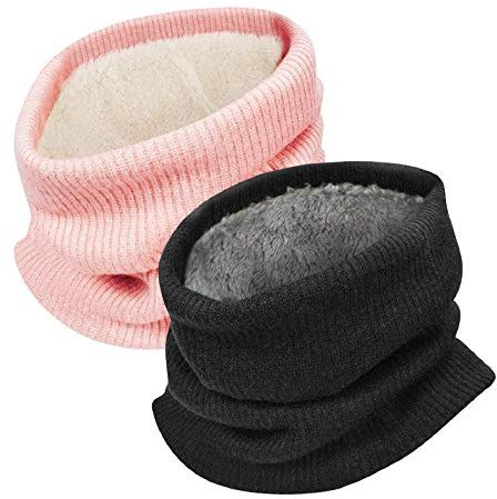 Yuson Girl Col Écharpe Chauffant Hiver Tour De Cou Tricoté Avec Doublé Polaire Chaud Cache-Col Épais Foulard Tube Écharpe Ronde Pour Femme Homme
