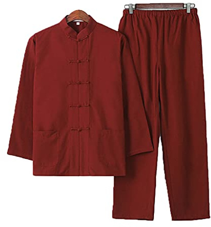 Chinois Traditionnel Manches Longues Tang Costume Kung Fu Uniforme Chemise pour Hommes Kung Fu Veste Pantalon, Coton Pur Tai Chi Uniforme, Hanfu Kung Fu Wing Chun Ch