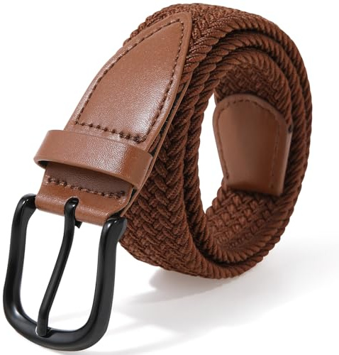 Kajeer Boy Belt Stretch Braided,Pin Buckle Elastic Woven Kids Golf Belt for Boys Girls (Small, Brown)