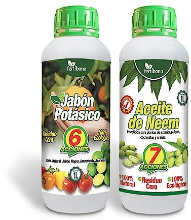 Fertibono - Jabón Potásico y Aceite de Neem - 1L + 1L - Limpieza y Cuidado Natural para Plantas y Jardín - 100% Ecológico y Biodegradable