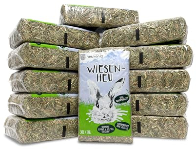 12 kg Wiesenheu in handlichen 1 kg Beuteln (12kg) - Futter und Einstreu für Kleintiere