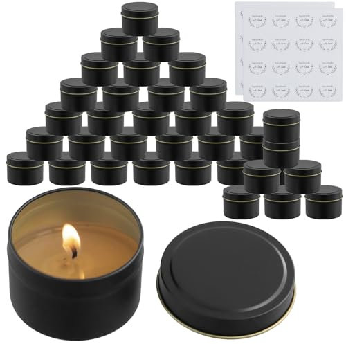 MOUYAT 36 barattoli vuoti per candele da 113,4 g, per la realizzazione di candele, contenitori in metallo per la realizzazione di candele, progetti artigianali fai da te
