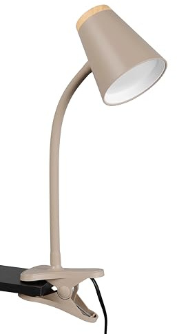 Reality Leuchten LED Klemmleuchte Pongo R25831143, Kunststoff Warm beige, Holznachbildung, inkl. 4.5 Watt LED, Flexarm