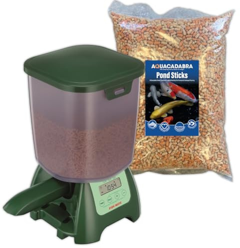 Aquacadabra 2Kg Fish Food Floating Sticks & P7000 Automatic Pond Fish Feeder Bundle Kit