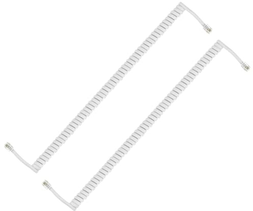 PATIKIL 2 Pack Phone Cord for Landline, 9.8 Feet(Coiled 1.6 Feet) RJ9/RJ10 4P4C Landline Handset Cord Universal Telephone Phone Cable for Telephone Handset Accessory, White