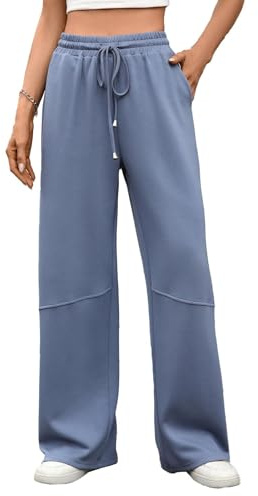 Famulily Womens Autumn Baggy Drawstring Trousers Elasticated Waist Wide Leg Joggers Stretchy Yoga Pants with Pockets