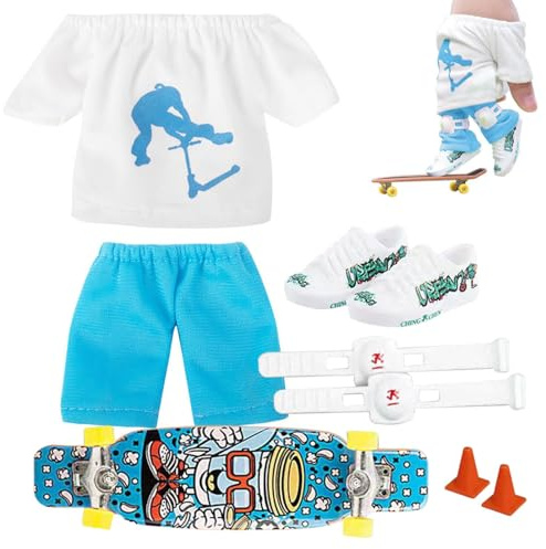 Mini Finger Scooter Set - Finger Skateboard with Pants Shoes, Miniature FingerboardToy, Interactive Party Favor GameToy | Halloween Birthday GiftToy