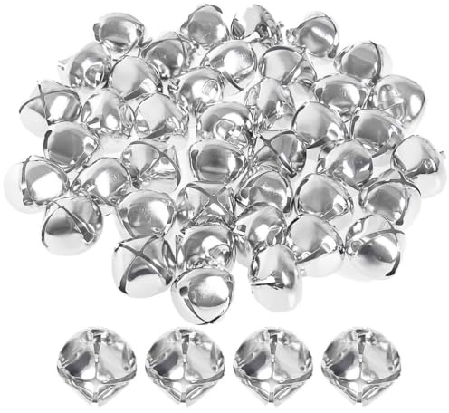 40 Pieces Jingle Bells, 25mm Craft Bells Musical Jingle Sleigh Bells for Festival Christmas Decorations DIY Jewelry Craft Making Silver