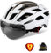 Shinmax Fahrradhelm Herren Damen Fahrradhelm mit Visier Magnetische Abnehmbarer Schutzbrille Fahrradhelme mit Licht Erwachsene Radhelm Cityhelm Einstellbarer Atmungsaktiv Sicherheitsschutz MTB Helm