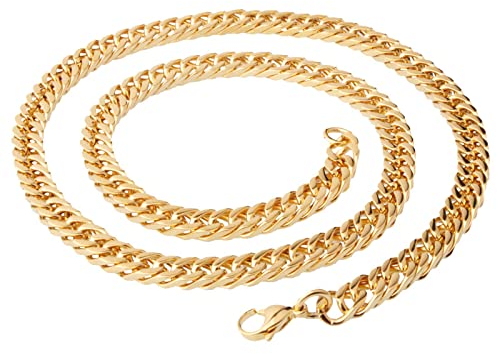 NEHZUS Kubanische Gliederkette für Herren, Goldkette | Silberkette | Rotgoldkette für Männer, Jungen, Frauen, Hip-Hop & cooler Stil, 316L Edelstahl/18K vergoldet, 6 mm, 40/50/70 cm (70CM, Gold)