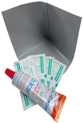 Anhängerplanen-Ecken Reparaturset | LKW-Plane Reparaturset inkl. PVC-Kleber | Reperaturset Anhängerecke (Weiß, 10cmx10cmx10xm)