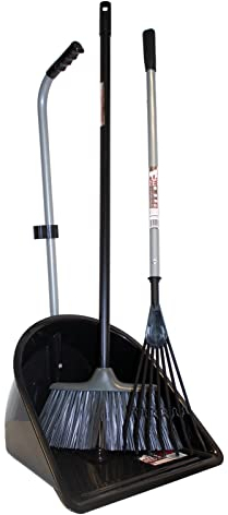 Red Gorilla TIDEE Garden Companion Set Black Rake Mini Broom and Large Scoop Shovel Multi Purpose Large Lightweight Dustpan for Gardeners DIY Trade Professionals