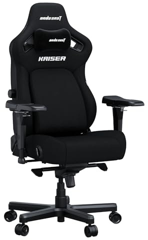 Anda Seat Kaiser 4 Gaming Chair for Adults - Large Reclining Video Game Chairs with 4-Level Pop-Out Lumbar, Linen Fabric, Heavy Duty Neck & Back Support - Black Fabric Ergonomic Gaming Chair