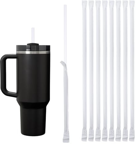 100PCS Disposable Straws for 40 OZ Tumbler, Extra Long Straws Disposable for Stanley Cup 30 Oz 40 Oz Tumbler, Straws Individually Wrapped