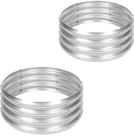 LIANTRAL 2 Pack Round Galvanized Raised Garden Beds Outdoor, Steel Fire Pit Ring Flower Planter Large Metal Above Ground Boxes Kit for Gardening Vegetables Outside, 60 x 60 x 30 cm