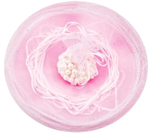 RTRTGS 50 pcs tulle drag es Voile de Tulle Rond Organza Pailleté Sachet Bonbons Pochette Dragées Bijoux Perle Cadeau Faveur Invités Décoration Mariage Baptême Fête,Dia 26cm