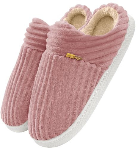 TOMEEK Pantoufles Femme en Peluche Hiver Chaussons Femme Chauds Doux et Légers pour la Maison Chausson Plats pour Invités Chaussons Doudou(Rose,38-39)