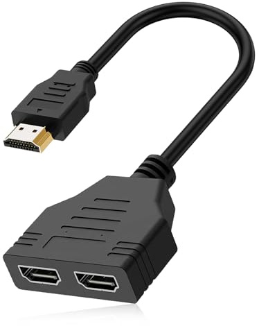 Adaptador Divisor HDMI 1 a 2, Divisor HDMI Macho a Doble Hembra 1080P, Cable Splitter para TV, Monitor, Proyector y Pantallas HD, Duplicador de Señal para Usar Pantallas con un Solo Puerto