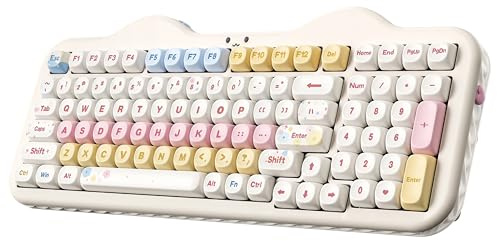 YUNZII C98 Tastiera Meccanica Gaming Wireless con Tastierino Numerico, 98 tasti PBT a profilo MOA, Bluetooth/2.4G/USB-C, Hot-Swap, Gasket, RGB, Design Dolce per Win/Mac (Beige, Candy Switch)