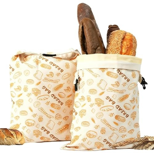 Bolsas de pan de cera de abejas para masa madre, paquete de 2 bolsas de pan de cera de abejas para masa madre, almacenamiento reutilizable con forro de natural, mantiene frescos los panes casero