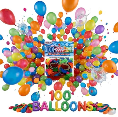 A2Z 100 Water Bomb Balloons Multipack, Colourful Latex Water Balloons for Outdoor Garden Summer Games, Kids Party Fun, Quick Fill Throw Balloons, Pack of 1 for Kids and Adults