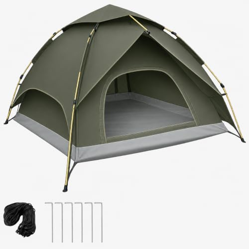 Tienda de campaña para 3 Personas, Tienda de campaña desplegable con Tienda Exterior extraíble, Tienda Interior 205 x 205 x 135 cm, Impermeable y Resistente al Viento, Tienda de campaña para Camping