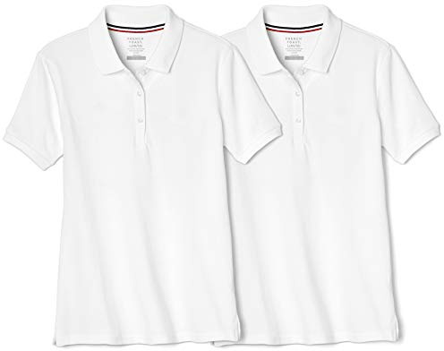 French Toast Girls 2 Pack Short Sleeve Stretch Piqué Polo, White, XL(14/16)
