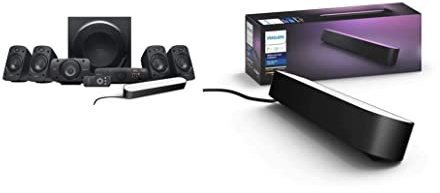 Logitech Z906 Système de Haut-Parleurs avec Son Surround 5.1, Certifié THX, Dolby & DTS, 1000 Watts en Puissance, Multi-Dispositifs, Prise EU/France, PC/PS4/Xbox/TV + Philips Hue Play Pack x1 - Noir