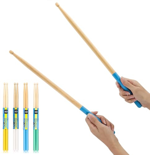 4 Pairs 5A Maple Wood Drumsticks Non-slip Drum Sticks for Kids Adults Beginners