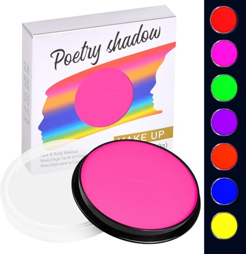 LOPHE UV Kinderschminke Set, 30g Neon UV Bodypainting Kinder, Waschbar Theaterschminke Körperfarbe, Gesichtsfarbe Kinderschminke für Make up Karneval & Halloween (11# Fluoreszierendes Rosa)