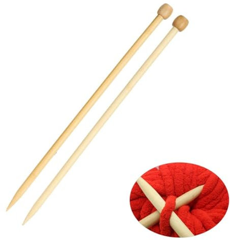 SSyang 2 Pezzi Ferri da Maglia in Bambù Grosso,12 mm,Spessi 35 cm,Ferri da Maglia in Legno Grandi Aghi a Punto Singolo per Maglione Sciarpa fai da te di Ferri da Tessitura Knitting Tools Accessories