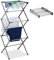 Relaxdays Stendibiancheria Verticale, Stendino Pieghevole a Torre, 11 Aste, 6 Livelli, 105x73x37 cm, Metallo, Argentato, Acciaio Inox