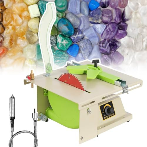 FLNOZAMZ Gemstone Wood Polishing Grinding Machine-Wet/Dry,DIY Bench Lapidary Saw,Jewellery Cutting Polishing Machine with Shaft Handle