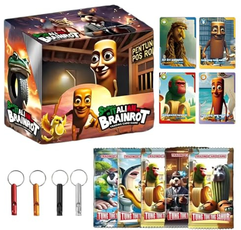 AEIXYA 36 Bustine Carte Brainrot,Italian Brainrot Mix Psychedelic Box Box - Gioco Di Carte Collezionabili con 4 Pezzi Whistle Keyring-Gioco Di Carte Collezionabili