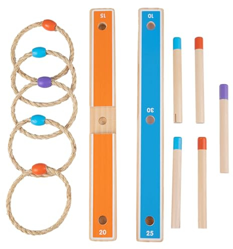 Juego de Anillos de Madera – Juego de Lanzamiento clásico para niños, de cumpleaños de Carnaval, Actividades al Aire Libre, Patio Trasero, Entretenimiento Familiar, Juego portátil de Madera