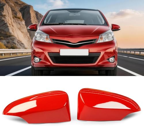 TTCR-II 2PCS Compatibile con Calotte Specchietti Toyota Yaris III 2012 2013 2014 2015 2016 2017 2018 2019, Sinistra+Destra Copri Specchietto Yaris 3 Coperchio Specchio Retrovisore Toyota - Rosso