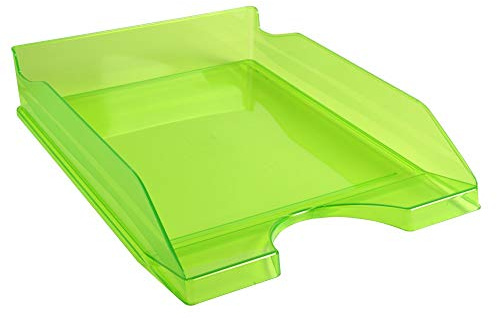 Exacompta - Réf. 12397D - Lot de 10 corbeilles à courrier ECOTRAY - dimensions utiles 34 x 25 x 6,5 cm - pour documents au format A4+ - couleur vert pomme translucide