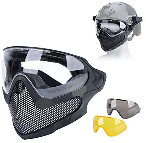 ACEXIER Airsoft Paintball Hunting Dual-mode Tactical Equipment Upgrade Steel Mesh Half Face Mask Military War Game Protective Face Mask