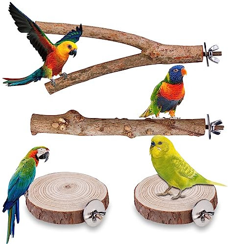 Nizirioo Natur Sitzstangen Set Vögel: Stück Sitzstangen für Wellensittiche Natur Sitzstangen Vögel Holz Spielzeug, Wildes Traubenholz Sitzstangen für Vogelkäfige