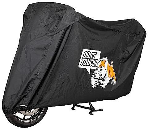 Louis Motorrad Abdeckhaube Brutus, Wasserabweisende Motorrad Abdeckplane Outdoor, UV-stabilisierte Motorradabdeckung, Mit Gummizug, Kompatibel mit Kettenschloss, Schwarz L