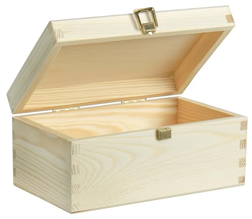 LAUBLUST Scatola di legno con coperchio e serratura - ca. 20x15x10cm, Naturale, FSC® - Scatola portaoggetti - Confezione regalo e per bricolage