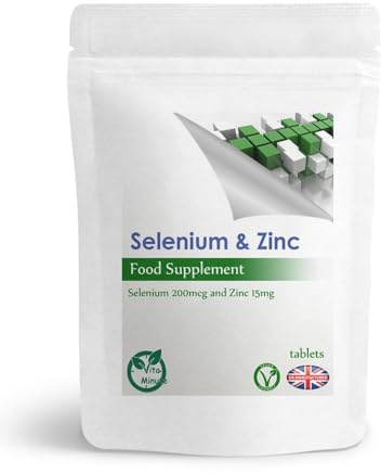 Selenium 200mcg and Zinc 15mg Tablets, Thyroid, Hair, Blood, Immune System Support (Pack of 60)