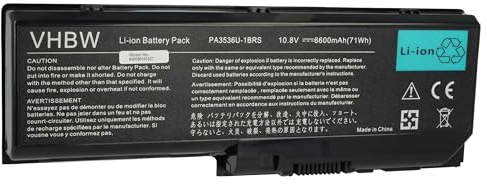 vhbw 1x Akku kompatibel mit Toshiba Satellite P305, X200, P305D, X205, P300D, P300, P205D, P205 Notebook (6600 mAh, 11,1 V, Li-Ion)