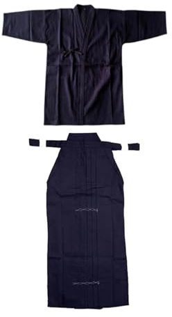 Perfeclan Set uniforme giapponese per kendo, comodo hakama per kendo, tradizionale abito da samurai, blu e blu, 160 cm