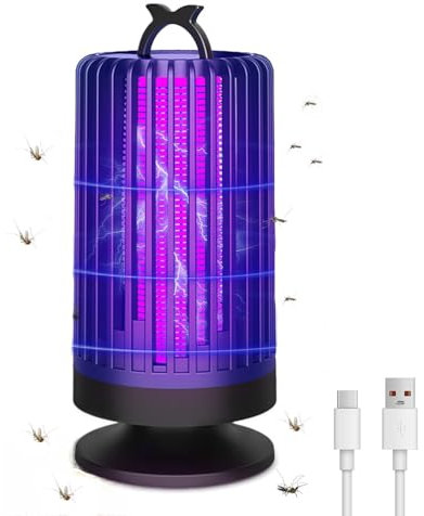 Lampe Anti Moustique, 2 en 1 Lampe Moustiques Intérieur avec Lumière LED, Insectes Électrique Anti Insectes Répulsif Efficace Portée 100m² pour Intérieur et Extérieur (Noir)