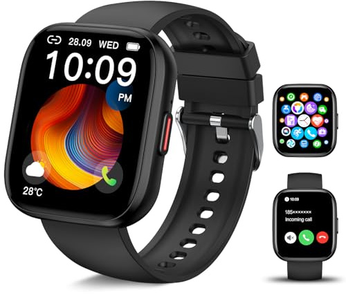 HNCY Smartwatch Herren Damen, 1.85 Fitness Tracker Herren mit Bluetooth Anruf Textfunktion, 100+Sportmodi Smart Watch mit Pulsmesser Schlafmonitor, Geschenke Geburtstagsgeschenk für Männer Frauen